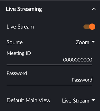 Live Streaming Settings in Glisser